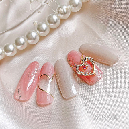 SONAIL×MAIKO Gold Heart Asymmetric Bijou Deco FY001030