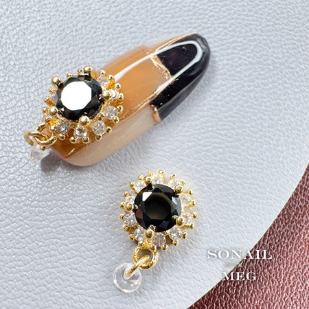 SONAIL×MEG Clear Stone Charm Bijou Flower Black MEG000264 2P