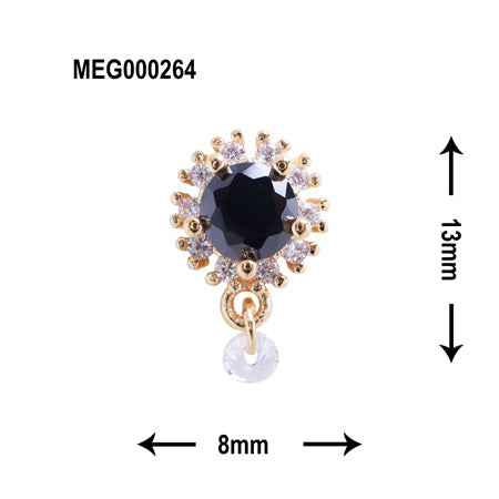 SONAIL×MEG Clear Stone Charm Bijou Flower Black MEG000264 2P