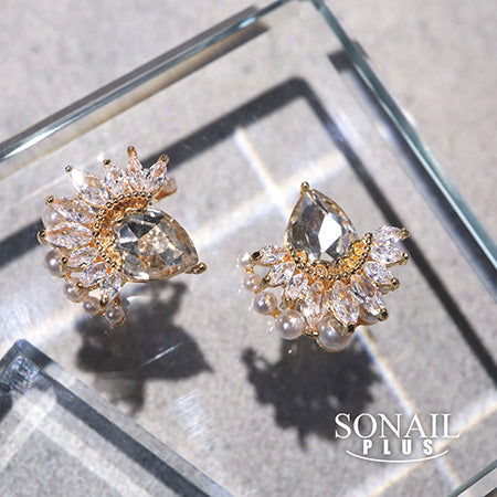 SONAIL PLUS LAPISRAVI Select Pearl Gradation Crystal Leaf Gold FY001593 2P