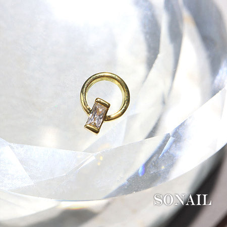 SONAIL Mini Ring Rectangle Stone Gold FY000408 2P