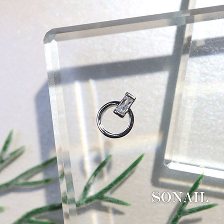 SONAIL Mini Ring Rectangle Stone Silver FY000409 2P