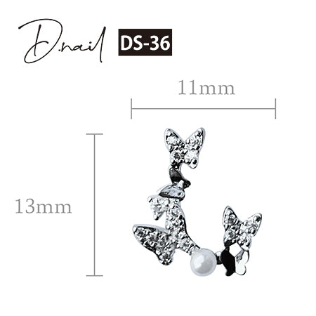 D.nail Jewelry Bijou Parts DS-36 Triple Butterfly 2P