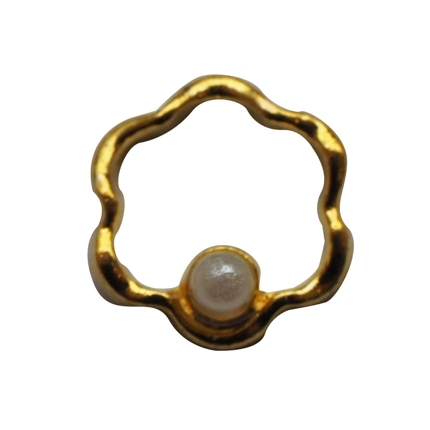 Nail Accessory Wire Flower Gold Pearl