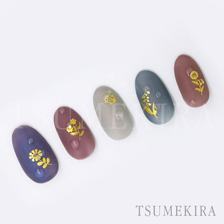 Tsumekira flicka nail arts Produce 3 nordic garden gold