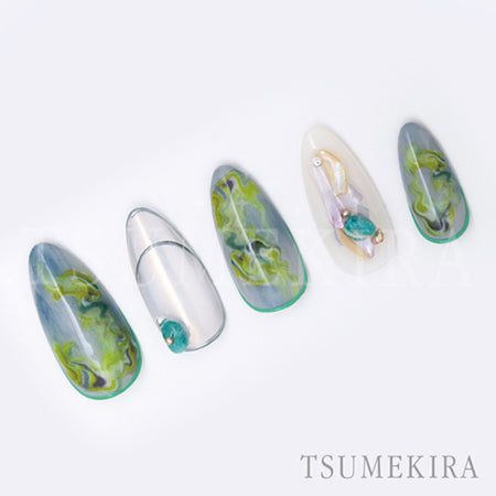 Tsumekira SANZOU Produce 2 Wavey marble PASTEL　