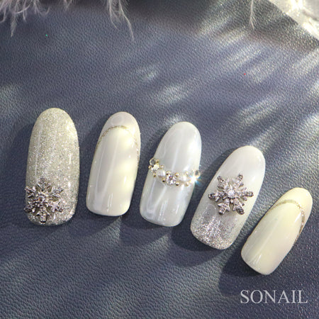 SONAIL Snow Crystal Simple Silver Deco Parts FY000199 2P