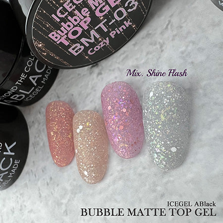 ICE GEL A BLACK Bubble Mat Top Gel 5 color set