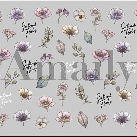 Amaily Nail Sticker  No. 1-34 see-through flower