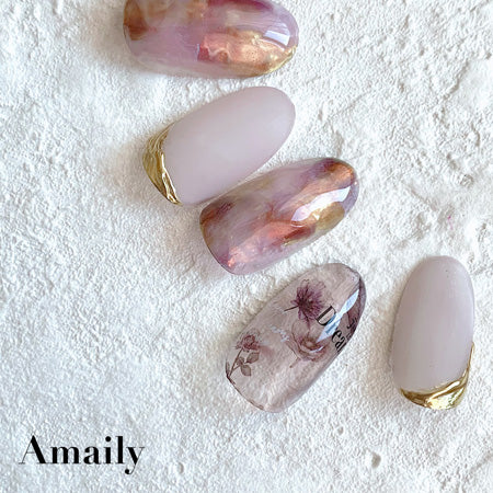 Amaily Nail Sticker  No. 1-34 see-through flower