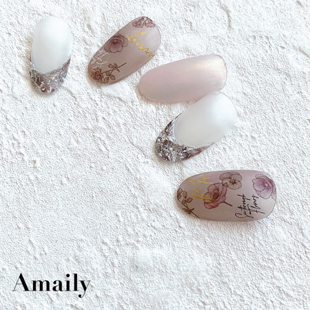 Amaily Nail Sticker  No. 1-34 see-through flower