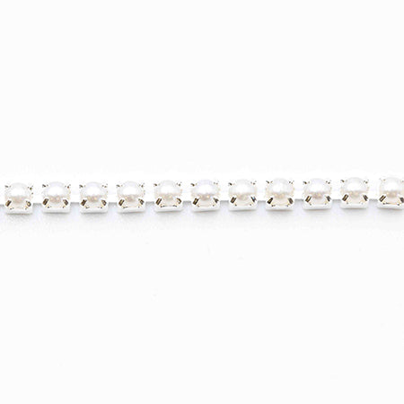 MATIERE Silver Rhinestone Chain Pearl 2mm