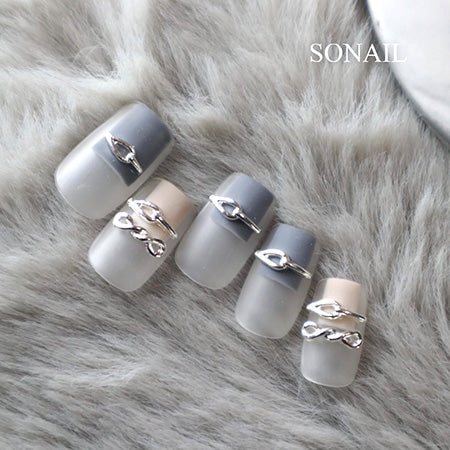 SONAIL Feminine Twist Ribbon Accent Parts Sliver 5p