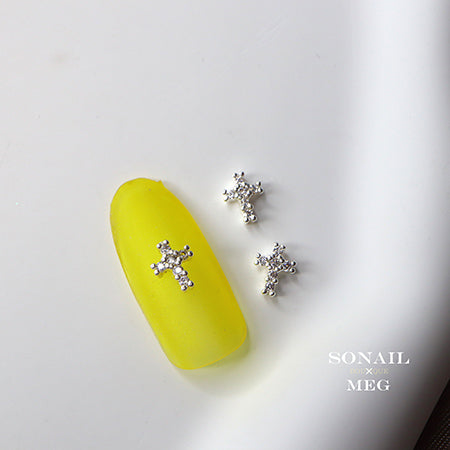 SONAIL x MEG Gothic Cross Rhinestone Parts Silver 2p