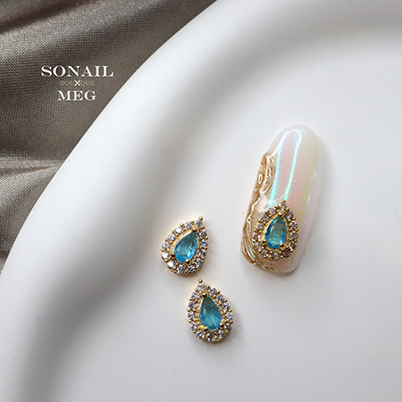 SONAIL x MEG Happy Tears Drop Stone Parts Green 2p