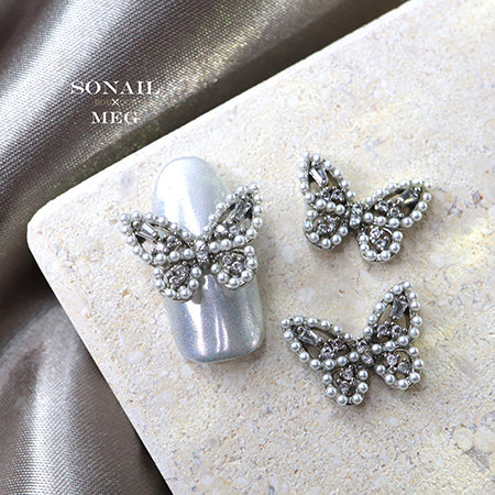 SONAIL x MEG Refined Butterfly Mini Pearl Silver 2p