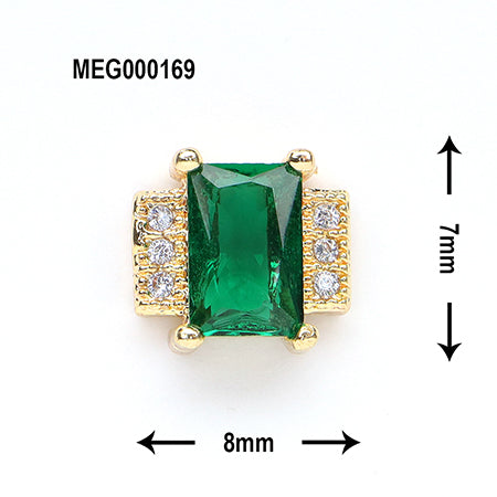 SONAIL x MEG Side Bijou Square Glass Stone Green MEG000169 2P