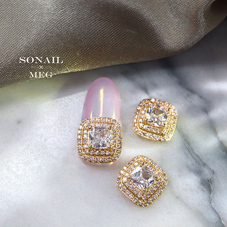 SONAIL x MEG Double Bijou Line Square Ice Stone  MEG000170 2P