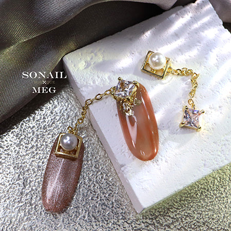 SONAIL x MEG Gold Chain Antique Charm Decorate MEG000180 2P