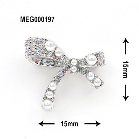 SONAIL x MEG Ashime Bow Knot Ribbon Nail Access Silver MEG000197 2P