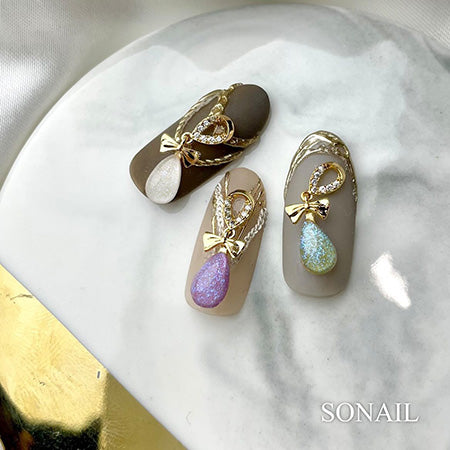 SONAIL Shake Charm Lame Drop & Metal Ribbon Gold FY000476