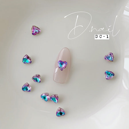 D.nail Decoration Stone DC-01 Heart Purple Blue 6x6mm 10P