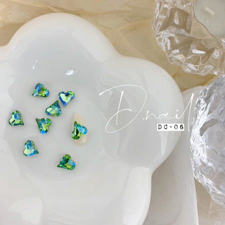 D.nail Decoration Stone DC-06 Heart Green 12x12mm 2P