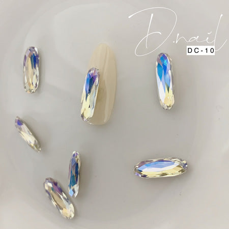 D.nail Decoration Stone DC-10 Medium Oval Clear 5×20mm 2P