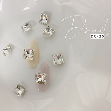 D.nail Decoration Stone DC-20 Square Clear  8x8mm 2P