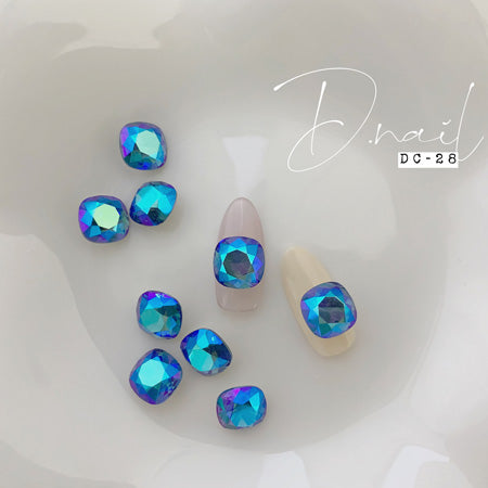 D.nail Decoration Stone DC-28 Square Blue & Purple 10x10mm 2P