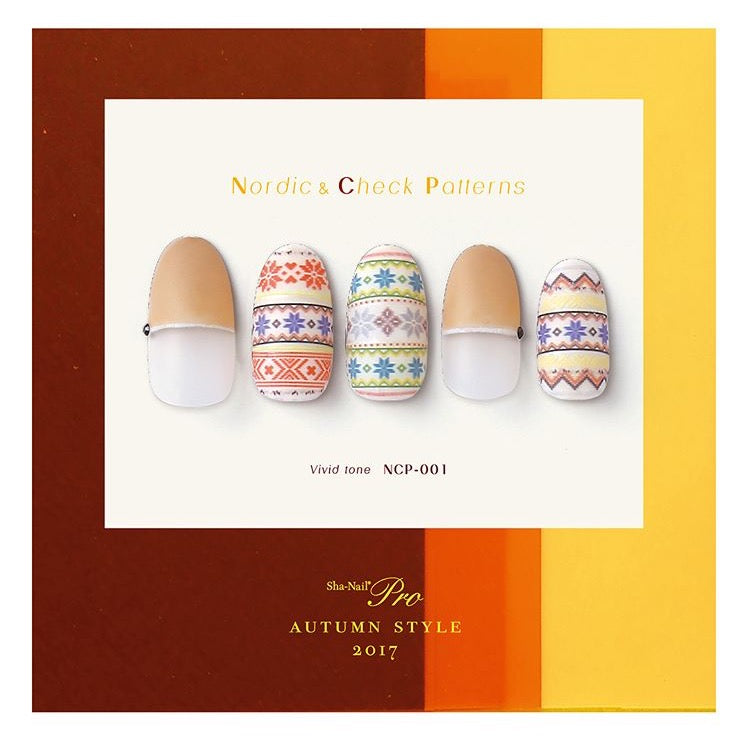 Sha-Nail Pro Nail Sticker Nordic & Check Patterns Vivid Tone NCP-001 Autumn 2017