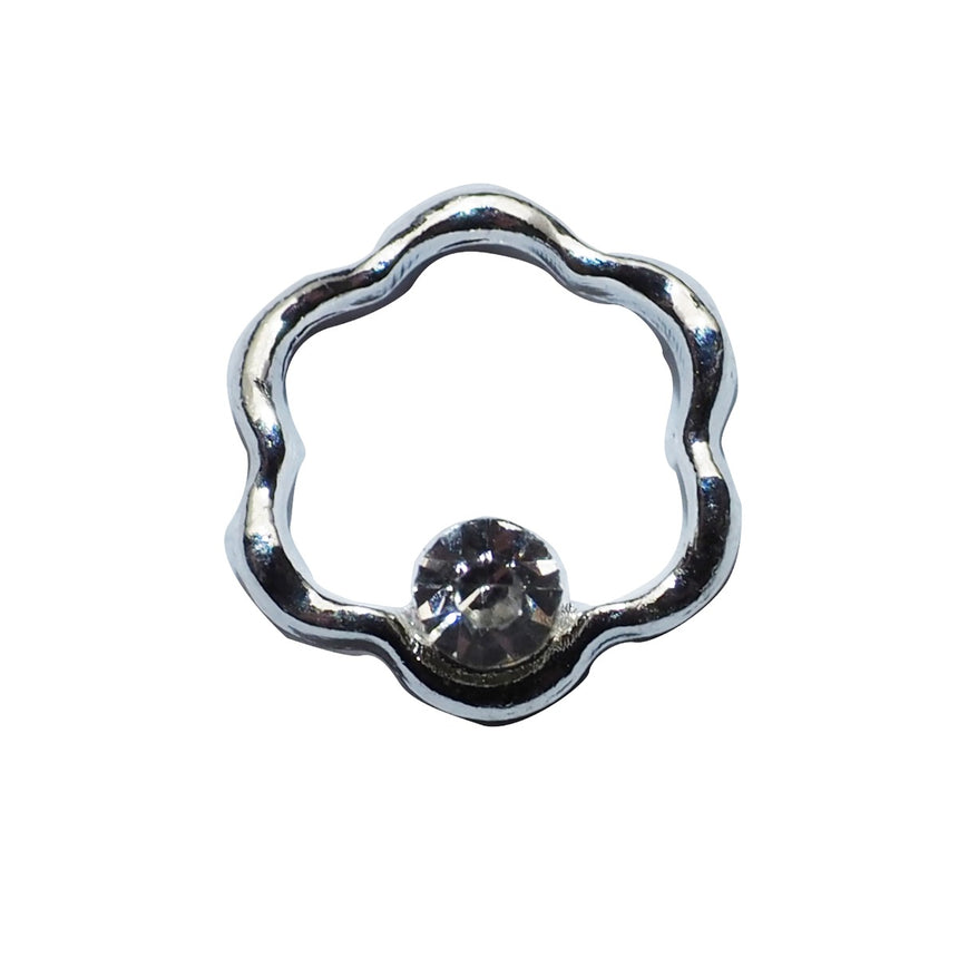 Nail Accessory Wire Flower Silver Clear