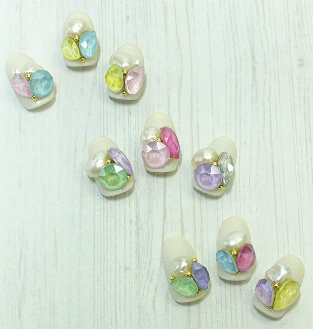 SHAREYDVA Nail Accessories Sherbet Crystal Round Pink